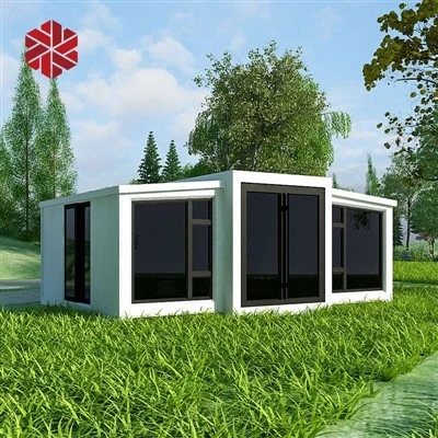 Geprefabriceerd opvouwbaar mobiel containerhuis 40ft uitbreidbaar containerhuis met een indeling met twee slaapkamers